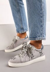 Szare Sneakersy Sateen. Szare obuwie sportowe damskie Born2be, bez zapięcia. Za 49.99 zł.