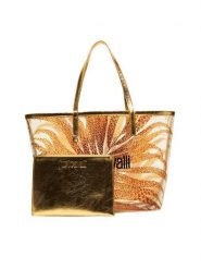 Just Cavalli Torebka 80RA4BS2 ZSE22 Złoty. Żółte shopper bag Just Cavalli, bez wzorów, z syntetyku, bez dodatków. Za 619.99 zł.