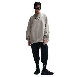 Bluza damska Nike Sportswear Oversized Crew-Neck. Szare bluzy damskie Nike, bez wzorów, bez kaptura. Za 259.99 zł.