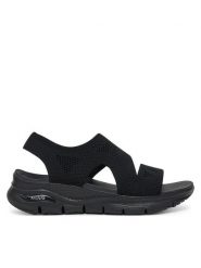 Skechers Sandały Arch Fit-Brightest Day 119458/BBK Czarny. Czarne sandały damskie Skechers, bez wzorów, z materiału, bez obcasa, na płaskiej podeszwie, bez zapięcia. Za 219.99 zł.