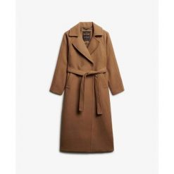 Płaszcz damski Superdry Relaxed. Brązowe płaszcze damskie Superdry, l, bez wzorów, z materiału, bez kaptura. Za 850.65 zł.