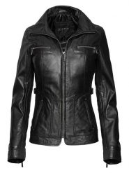 Bugatti Skórzana kurtka w kolorze czarnym rozmiar: 44. Czarne kurtki damskie Bugatti, bez wzorów, z materiału, bez kaptura. Za 739.99 zł.
