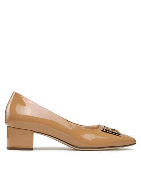 HÖGL Czółenka 0-174024 Beżowy. Brązowe czółenka damskie Högl, bez wzorów, z lakierowanej skóry, bez obcasa. Za 409.99 zł.