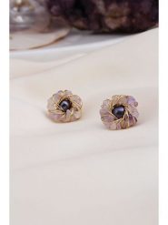 Pierres delicates Kolczyki-wkrętki z perłami w kolorze tahiti rozmiar: onesize. Różowe kolczyki damskie Pierres delicates, z ametystem, z mosiądzu. Za 63.95 zł.