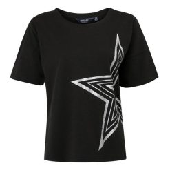 Koszulka Damska Abaya Star Foil Print T-shirt. Czarne bluzki damskie Regatta, xl, bez wzorów, bez kołnierzyka, bez ramiączek. Za 44.99 zł.