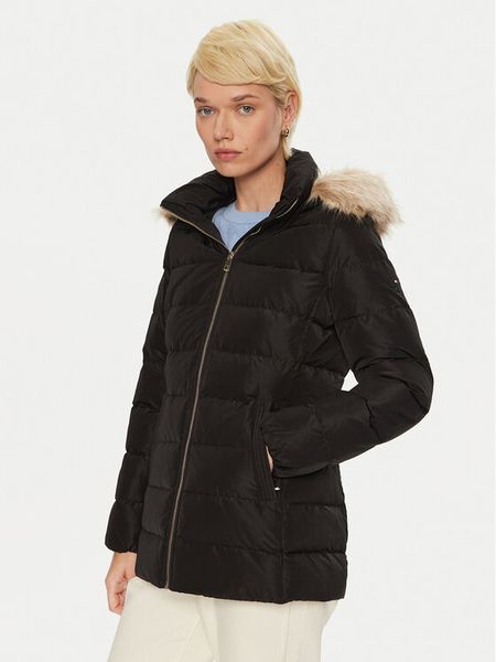 Tommy Hilfiger Kurtka puchowa WW0WW43600 Czarny Regular Fit. Czarne kurtki damskie Tommy Hilfiger, l, bez wzorów, z puchu, bez kaptura. Za 659.99 zł.