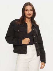 Guess Jeans Kurtka jeansowa W4BN56 D5E83 Czarny Relaxed Fit. Czarne kurtki damskie Guess Jeans, xl, z aplikacjami, z bawełny, bez kaptura. Za 409.99 zł.