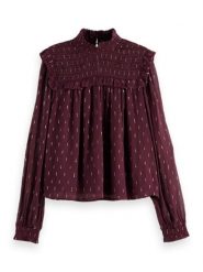 Scotch & Soda Bluzka w kolorze bordowym rozmiar: 36. Czerwone bluzki damskie Scotch & Soda, bez wzorów, bez kołnierzyka, bez ramiączek. Za 310.45 zł.