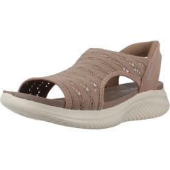 Sandały SKECHERS SLIP-INS ULTRA FLEX 3.0 SUN WARMTH Brązowy. Brązowe sandały damskie Skechers, bez wzorów, z tkaniny, bez obcasa, bez zapięcia. Za 297.99 zł.
