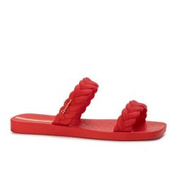 Klapki damskie Ipanema 26826 FEVER SLIDE FEM. Czerwone klapki damskie Ipanema, bez wzorów, z materiału, bez obcasa, na płaskiej podeszwie, bez zapięcia. Za 65.00 zł.