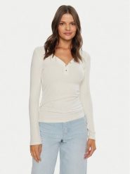 Guess Bluzka Kyla W4BP51 KBCO2 Biały Regular Fit. Białe bluzki damskie Guess, l, z aplikacjami, z wiskozy, bez kołnierzyka, bez ramiączek. Za 159.99 zł.