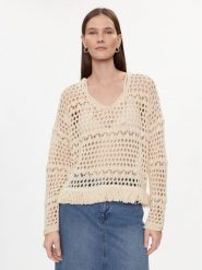 Kontatto Sweter 3M2063C Beżowy Regular Fit. Brązowe swetry klasyczne damskie Kontatto, m, z bawełny, bez kołnierzyka. Za 359.99 zł.