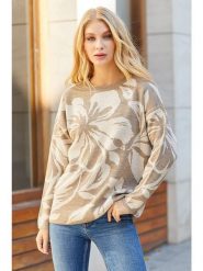 Milan Kiss Sweter w kolorze beżowym ze wzorem rozmiar: XL. Białe swetry klasyczne damskie Milan Kiss, xl, z bawełny, bez kołnierzyka. Za 152.99 zł.