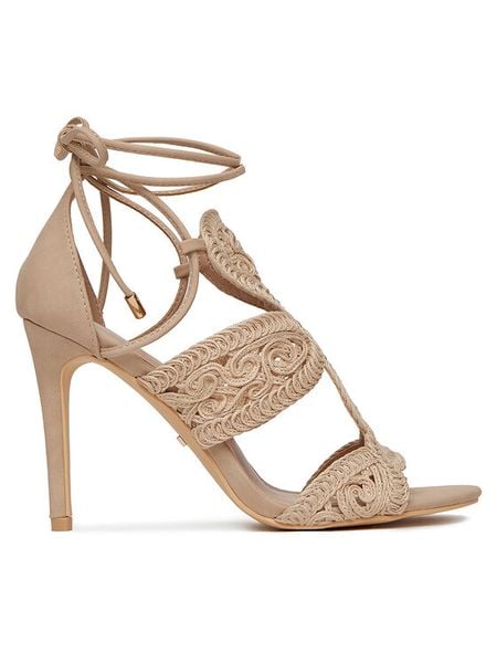 DeeZee Sandały LB8552-1 Beżowy. Brązowe sandały damskie DeeZee, bez wzorów, z materiału, bez obcasa, na szpilce, bez zapięcia. Za 159.99 zł.