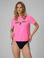 4F T-shirt loose z nadrukiem damski - różowy S. Czerwone t-shirty damskie 4F, s, bez wzorów, z bawełny, bez kołnierzyka. Za 69.99 zł.
