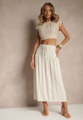 Beżowa Spódnica z Wiskozą i Lnem High Waist o Rozkloszowanym Kroju Lumerellea. Brązowe spódnice damskie Renee, na co dzień, l, bez wzorów, ze lnu, eleganckie, maxi. Za 49.99 zł.