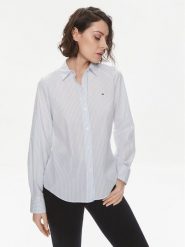 Tommy Hilfiger Koszula Essential WW0WW41002 Niebieski Regular Fit. Niebieskie koszule damskie Tommy Hilfiger, bez wzorów, z bawełny, bez kołnierzyka, bez ramiączek. Za 239.99 zł.