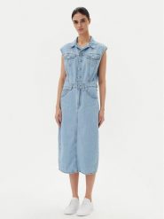 Levi's® Sukienka jeansowa Iconic 001WF-0002 Niebieski Standard Fit. Niebieskie sukienki damskie bez wzorów, z bawełny, bez ramiączek. Za 369.99 zł.