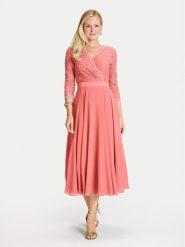Swing Sukienka koktajlowa 5AE29100 Koralowy Regular Fit. Pomarańczowe sukienki damskie Swing, bez wzorów, z syntetyku, wizytowe, bez ramiączek. Za 599.99 zł.