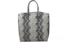 Shopperka skórzana BARBERINI'S wężowa 964-2. Białe shopper bag Barberinis, bez wzorów, ze skóry, bez dodatków. Za 251.99 zł.