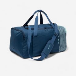 Torba sportowa Kipsta Essential 55 l. Niebieskie torby sportowe Decathlon, bez wzorów, z materiału, średnie. Za 69.99 zł.