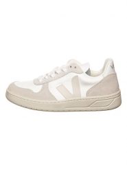 Veja Sneakersy "V 10" w kolorze biało-beżowym rozmiar: 37. Białe obuwie sportowe damskie Veja, z materiału, bez zapięcia. Za 364.56 zł.