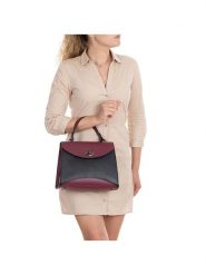 Lia Biassoni Skórzana torebka "Arera" w kolorze czarno-bordowym - 29 x 23 x 13 cm rozmiar: onesize. Czarne torebki klasyczne damskie Lia Biassoni, z materiału, bez dodatków. Za 339.99 zł.