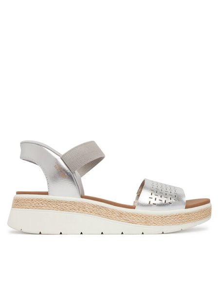 Skechers Sandały Bobs Sun Ray 114415/SIL Srebrny. Szare sandały damskie Skechers, bez wzorów, ze skóry, bez obcasa, na płaskiej podeszwie, bez zapięcia. Za 210.99 zł.