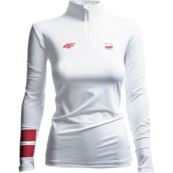 Bluza funkcyjna damska Polska Pyeongchang 2018 TSDLF900 - biały. Białe bluzy damskie 4F, na zimę, z napisami, z dzianiny. W wyprzedaży za 109.99 zł.