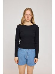 MAZINE Koszulka "Ribbed" w kolorze czarnym rozmiar: M. Czarne koszulki damskie MAZINE, m, bez wzorów, z bawełny, bez kołnierzyka, bez ramiączek. Za 124.95 zł.