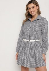 Czarny Komplet Koszula i Rozkloszowana Spódnica Novarene. Czarne koszule damskie Born2be, m, bez wzorów, eleganckie, bez kołnierzyka, bez ramiączek. Za 129.99 zł.