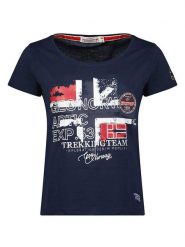 Geographical Norway Koszulka "Jarry" w kolorze granatowym rozmiar: XXL. Niebieskie bluzki damskie Geographical Norway, xxl, bez wzorów, z bawełny, bez kołnierzyka, bez ramiączek. Za 32.90 zł.