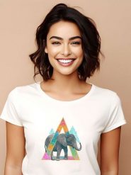 WOOOP Koszulka "Elephant" w kolorze białym rozmiar: L. Białe koszulki damskie Wooop, l, bez wzorów, z bawełny, bez kołnierzyka, bez ramiączek. Za 56.99 zł.