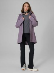 4F Parka przejściowa membrana 5000 damska - fioletowa L. Fioletowe parki damskie 4F, l, ze skóry, bez kaptura. Za 449.99 zł.