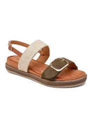 Sixth Sens Sandały w kolorze oliwkowo-kremowo-jasnobrązowym rozmiar: 40. Brązowe sandały damskie Sixth Sens, bez wzorów, z otwartym noskiem, bez obcasa, bez zapięcia. Za 113.99 zł.