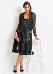 Sukienka w ludowym stylu + fartuch (kompl. 2-częściowy). Czarne sukienki damskie bonprix, bez wzorów, bez ramiączek. Za 669.99 zł.
