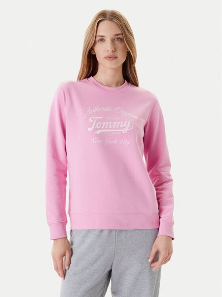 Tommy Jeans Bluza Essential DW0DW20942 Różowy Regular Fit. Czerwone bluzy damskie Tommy Jeans, s, bez wzorów, z bawełny, bez kaptura. Za 239.99 zł.