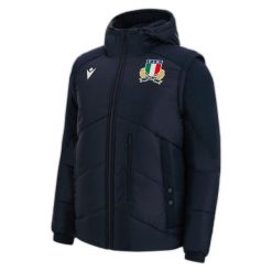 Kurtka z odpinanymi rękawami Italie Rugby. Niebieskie kurtki damskie Macron, xl, bez wzorów, z dresówki, bez kaptura. Za 297.95 zł.