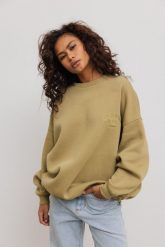 Bluza damska o kroju oversize z HAFTEM w kolorze LIMONKA - CRAFT-UNI. Zielone bluzy damskie Marsala, m, bez wzorów, z bawełny, bez kaptura. Za 349.90 zł.