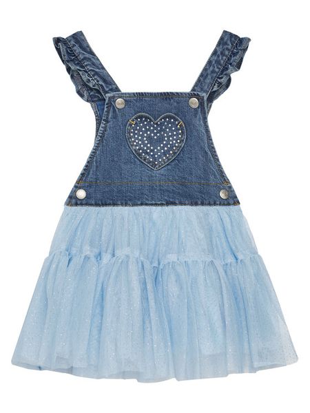 Original Marines Sukienka codzienna DFP3113CF Niebieski Regular Fit. Niebieskie sukienki dziewczęce Original Marines, bez wzorów, z bawełny, bez ramiączek, proste. Za 79.99 zł.