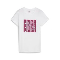 Damska koszulka GRAPHICS PUMA White. Białe bluzki damskie Puma, l, bez wzorów, z bawełny, sportowe, bez kołnierzyka, bez ramiączek. Za 67.99 zł.