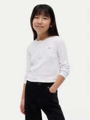 Tommy Hilfiger Bluzka KG0KG09463 Biały Regular Fit. Białe bluzki i koszule dziewczęce Tommy Hilfiger, bez wzorów, z bawełny, bez kołnierzyka, bez ramiączek. Za 189.99 zł.