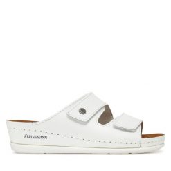 Klapki Dr. Brinkmann. Białe klapki damskie Dr. Brinkmann, bez wzorów, bez obcasa, bez zapięcia. Za 219.99 zł.