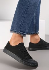 Czarne Trampki Lakelet. Czarne trampki damskie Renee, bez wzorów, z gumy, przed kostkę, bez zapięcia. Za 54.99 zł.