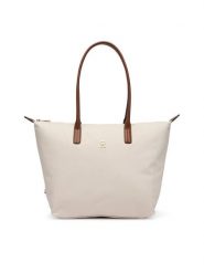 Tommy Hilfiger Torebka Popette Tote AW0AW17711 Écru. Shopper bag Tommy Hilfiger, z materiału, bez dodatków. Za 409.99 zł.