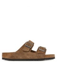 Birkenstock Klapki Arizona 1032678 Beżowy ciemny. Brązowe klapki damskie Birkenstock, bez wzorów, ze skóry, bez obcasa, bez zapięcia. Za 549.99 zł.