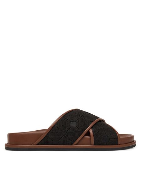 Max Mara Beachwear Klapki Peonie 2616521019650 Czarny. Czarne klapki damskie Max Mara Beachwear, bez wzorów, z materiału, bez obcasa, bez zapięcia. Za 603.99 zł.