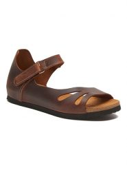 Comfortfusse Skórzane sandały w kolorze brązowym rozmiar: 38. Brązowe sandały damskie Comfortfüße, bez wzorów, ze skóry, z otwartym noskiem, bez obcasa, bez zapięcia. Za 272.31 zł.