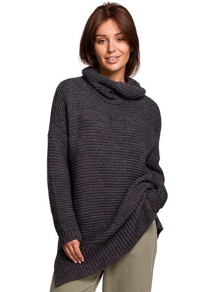 Be Wear Golf w kolorze anracytowym rozmiar: onesize. Czarne golfy damskie Be Wear, bez wzorów, ze splotem, bez ramiączek. Za 219.95 zł.