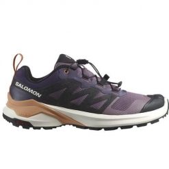 Buty do biegania damskie Salomon X-adventure. Fioletowe obuwie sportowe damskie Salomon, z materiału, bez zapięcia, do biegania. Za 565.00 zł.